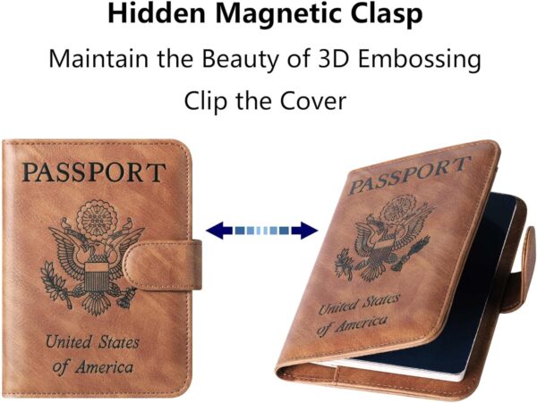 Airtag Passport Holder Cover Wallet Travel Essentials Leather Travel Wallet Rfid Blocking Case Vacation Travel Must Haves Travel Accessories for Men Women (117#Brown) - Image 6