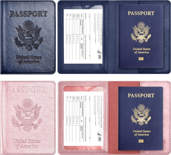 Eoehro 2Pack Passport Holder Wallet Cover Case, Travel Essentials for Women and Men - Image 2