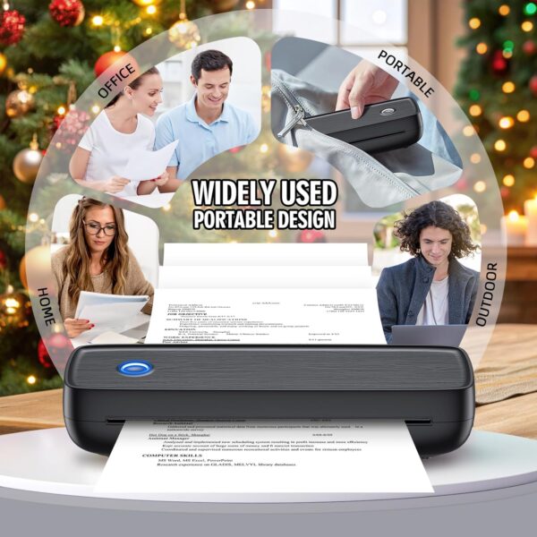 Portable Printer Wireless for Travel，Bluetooth Thermal Printer Support 8.5 X 11in US Letter &Legal, A4&A5 Thermal Paper, Inkless Printer Compatible with iOS, Android & Laptop for Office Car Home - Image 6