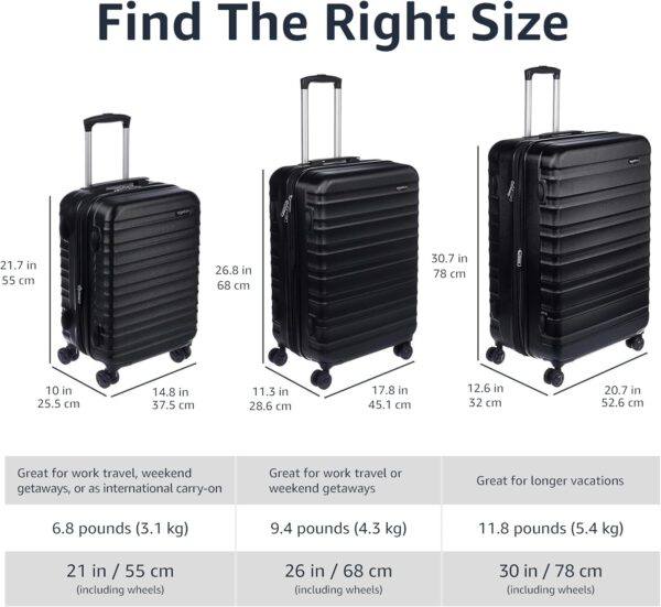 Amazon Basics Suitcase, Hardside Luggage with Spinner Wheels, Scratch-Resistant Surface, Black, 21-Inch - Image 5