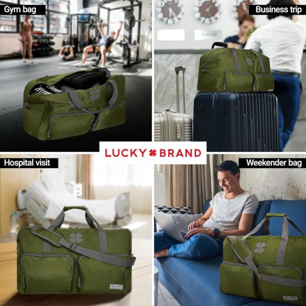 Lucky Travel Duffel Bags 65L, Gym Bag, Travel Bag & Large Duffle Bag for Men, Foldable Overnight Weekender Bags for Women & Men with Adjustable Shoulder Strap, Loden Green - Image 2