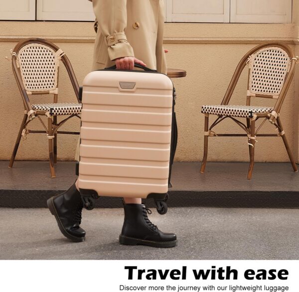 Coolife Luggage 3 Piece Set Suitcase Spinner Hardshell Lightweight TSA Lock (apricot white, 3 piece set(20in24in28in)) - Image 6