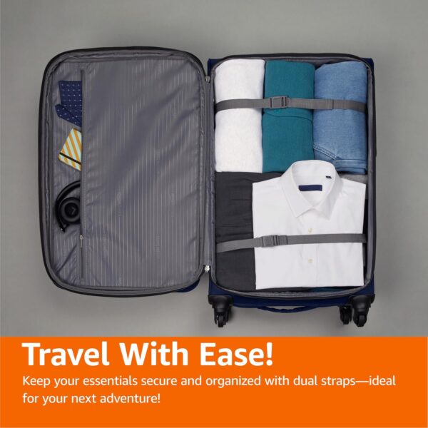 Amazon Basics Suitcases, Softside Luggage, 30-inch, Durable Design, Spinner Wheels, Large, Navy Blue - Image 7
