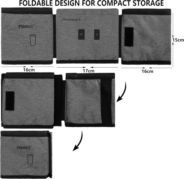 riemot Luggage Travel Cup Holder Free Hand Drink Carrier - Hold Two Coffee Mugs - Fits Roll on Suitcase Handles - Gifts for Flight Attendants Travelers Accessories Grey - Image 6