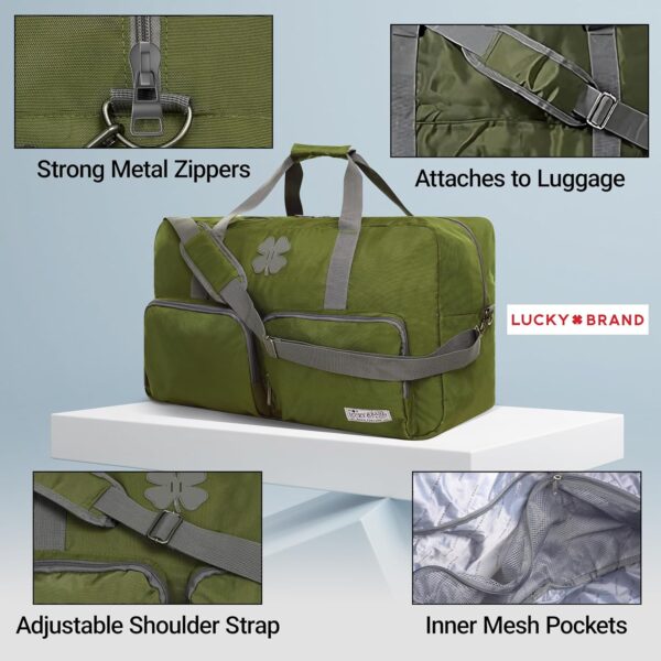 Lucky Travel Duffel Bags 65L, Gym Bag, Travel Bag & Large Duffle Bag for Men, Foldable Overnight Weekender Bags for Women & Men with Adjustable Shoulder Strap, Loden Green - Image 4