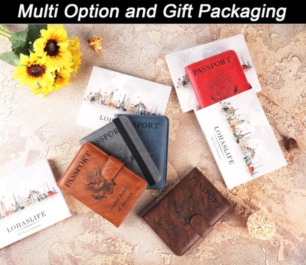 Airtag Passport Holder Cover Wallet Travel Essentials Leather Travel Wallet Rfid Blocking Case Vacation Travel Must Haves Travel Accessories for Men Women (117#Brown) - Image 7