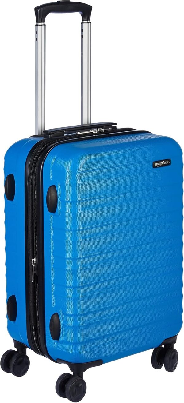 Amazon Basics Suitcase, Hardside Luggage with Spinner Wheels, Scratch-Resistant Surface, Light Blue, 21-Inch