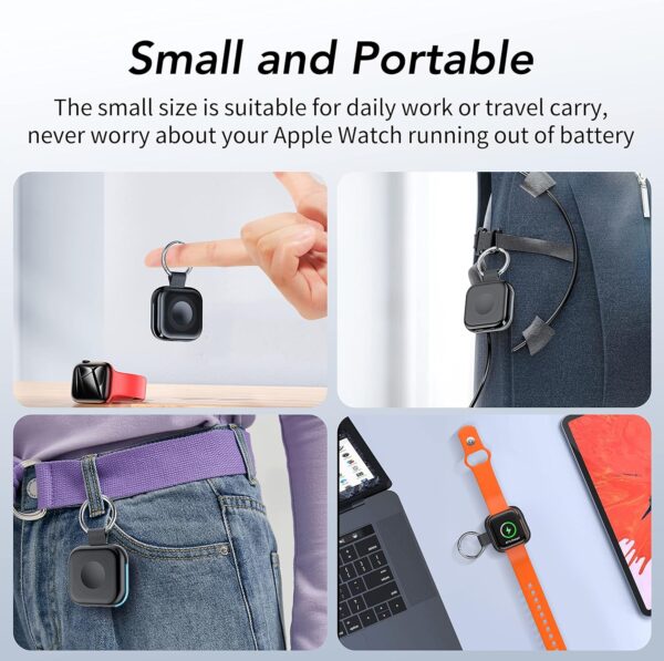 HUOTO Portable Charger for Apple Watch,Wireless Magnetic iWatch Charger 1200mAh Power Bank Travel Keychain Accessories Smart Watch Charger for Apple Watch Series 10/9/8/7/6/SE/5/4/3/2/1/UItra/UItra 2 - Image 8