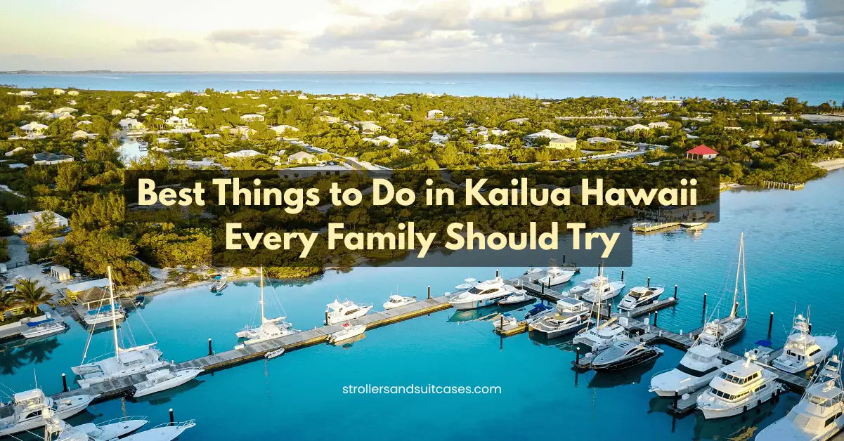 Aerial view of Kailua harbor with yachts – showcasing top family activities and coastal beauty in Hawaii.